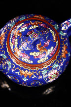省大师潘春芳关门弟子许冠新老师制壶，中国陶瓷艺术大师张正海老师装饰新品【九福如意】家藏鸡血大红袍精制，450cc