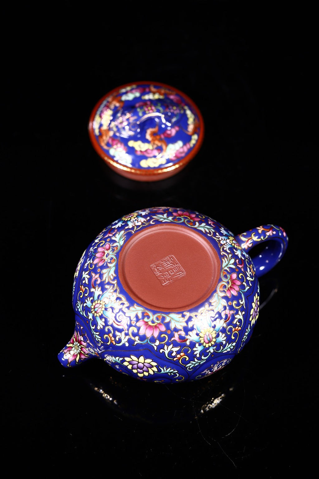 省大师潘春芳关门弟子许冠新老师制壶，中国陶瓷艺术大师张正海老师装饰新品【九福如意】家藏鸡血大红袍精制，450cc