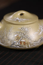 大师许成权高徒张丽老师制壶，陶瓷艺术大师沈凯老师装饰新品【景舟石瓢 · 踏雪飞鸿】270cc