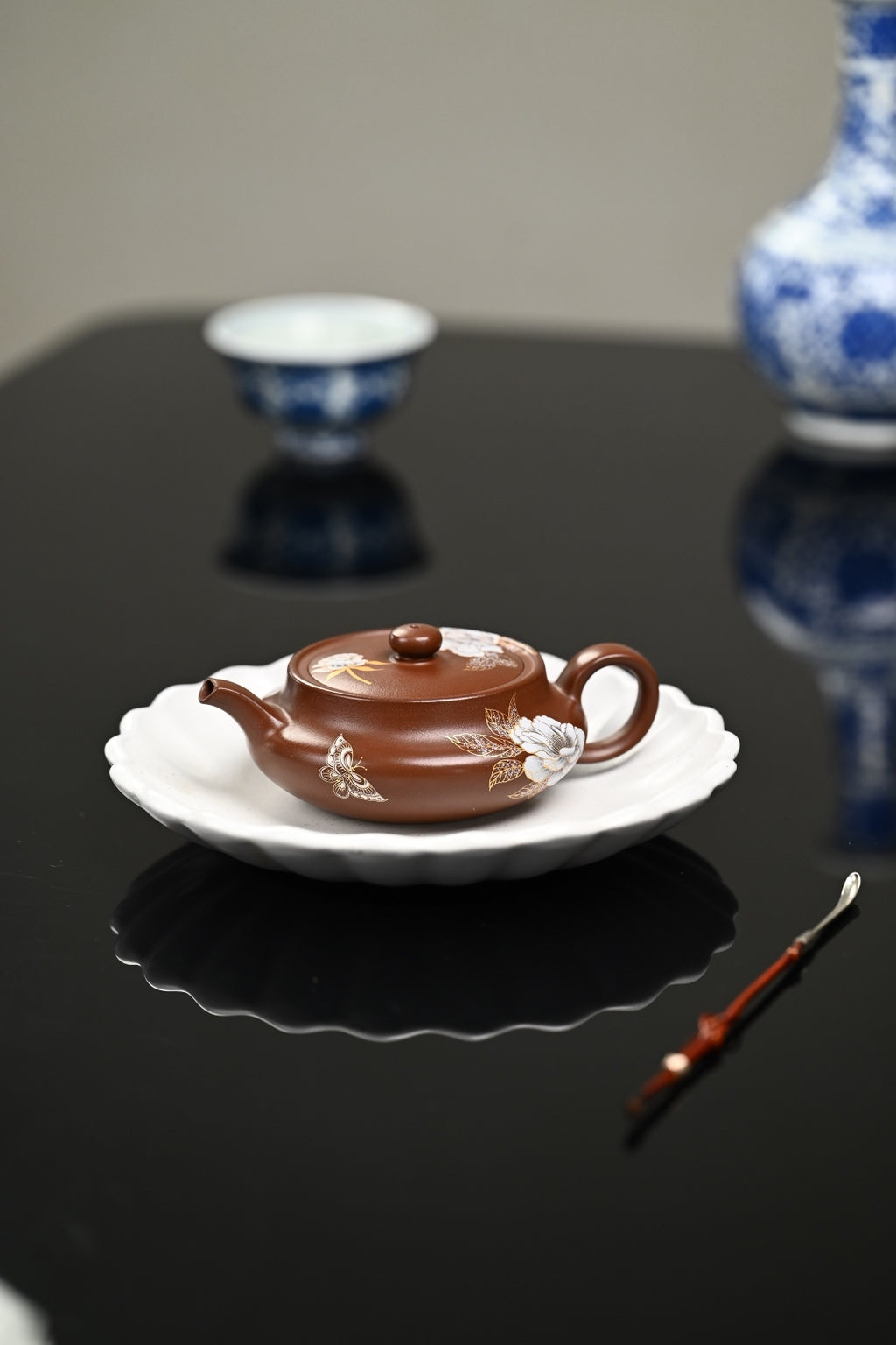 『桑盘』金银装饰 文革老紫泥·容量200cc·9孔出水·内推·陈华军（国家级工艺美术师）
