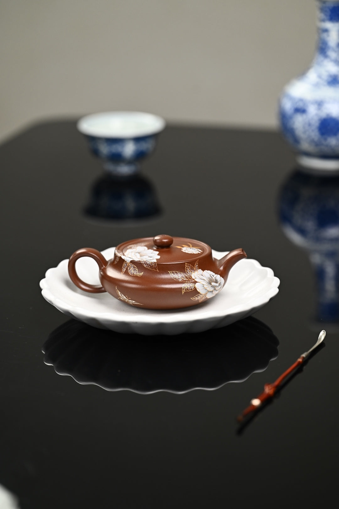『桑盘』金银装饰 文革老紫泥·容量200cc·9孔出水·内推·陈华军（国家级工艺美术师）