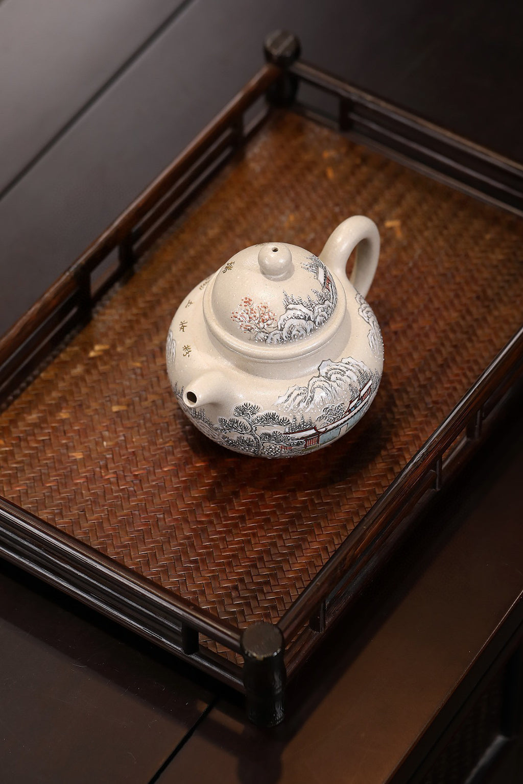 精品高货｜珐琅彩｜掇球（雪景） 白玉段，250cc，内推孔