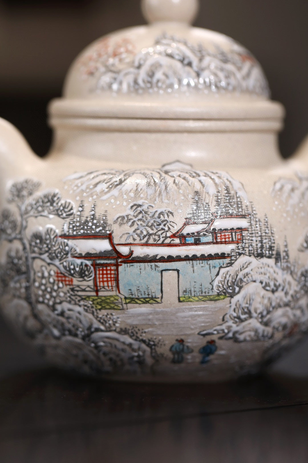 精品高货｜珐琅彩｜掇球（雪景） 白玉段，250cc，内推孔