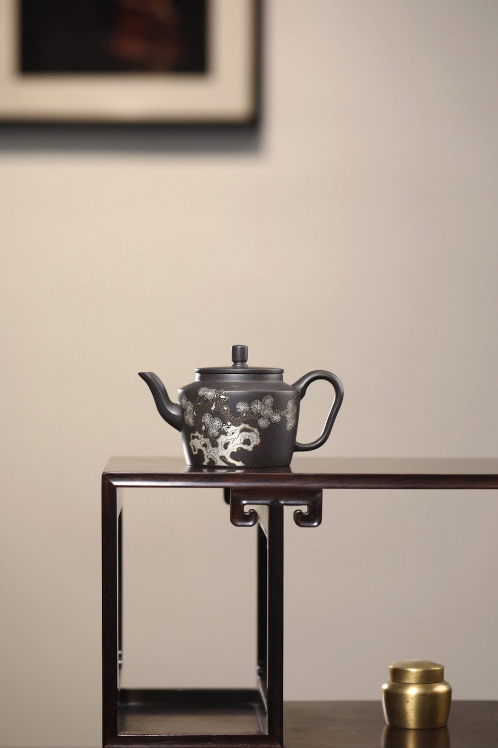 小精品丨折肩宫灯     黑泥，160cc，描金银，内推孔，余海燕