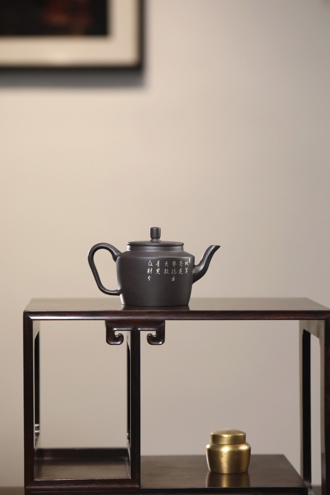 小精品丨折肩宫灯     黑泥，160cc，描金银，内推孔，余海燕