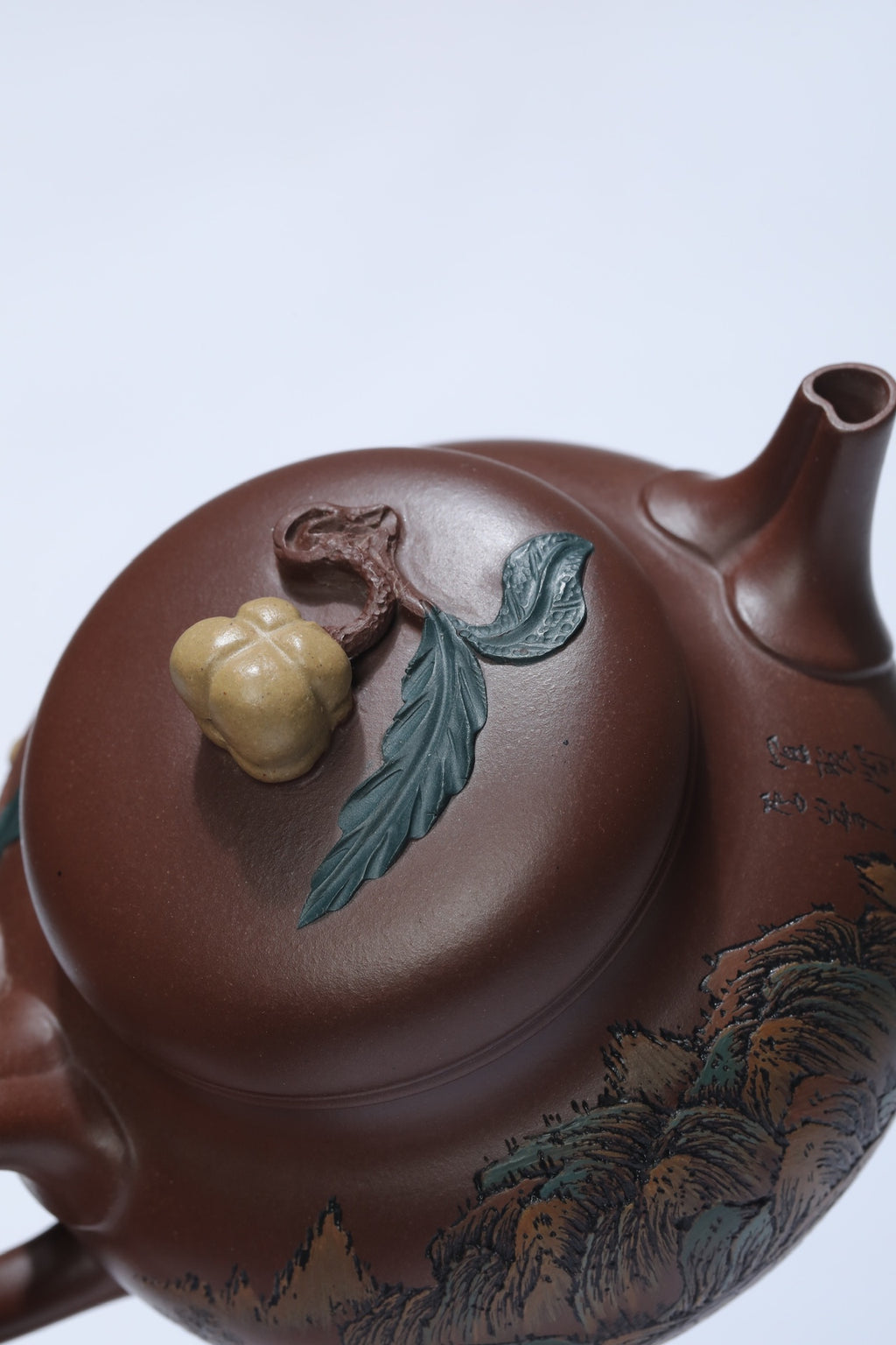 彩刻江山 礼藏之巅｜紫砂界彩刻山水标杆·李峰臻品《柿柿如意壶》礼藏双绝 传世重器！  ——原矿优质老紫泥·280cc