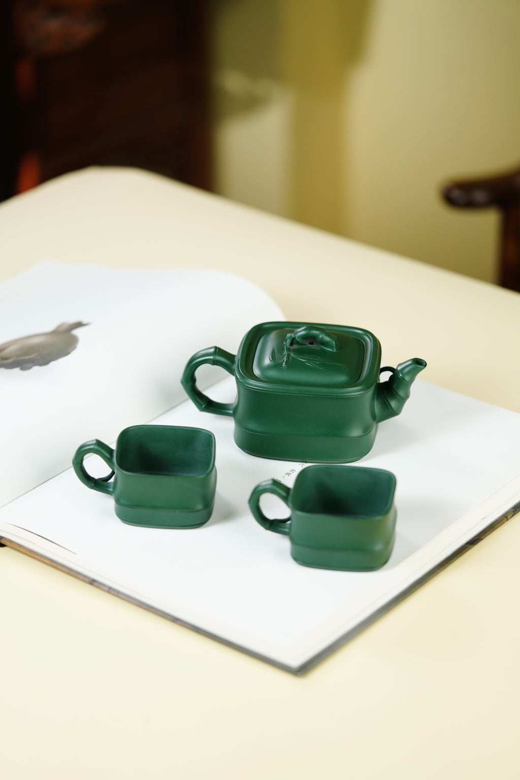 范泽锋高徒·邱爽紫砂潜力臻品《竹段套组》是您礼藏双绝的高端艺术重器👍  ——原矿优质苏门答腊青·260cc