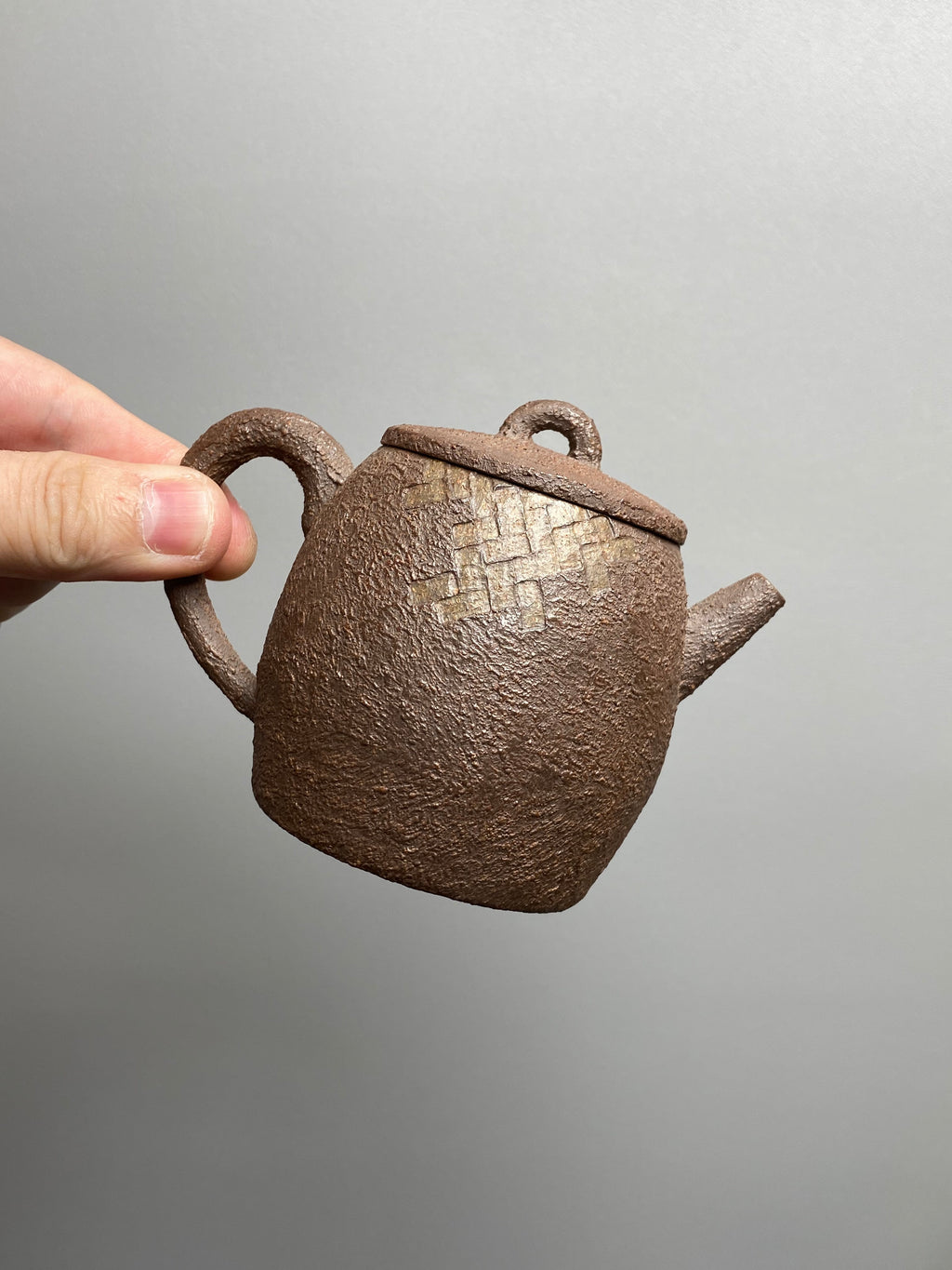 新品❤️紫砂全手工仿铁壶臻品《铁韵织尘壶》｜安辛陶·古拙孤品👍  ——原矿优质段泥柴烧·180cc