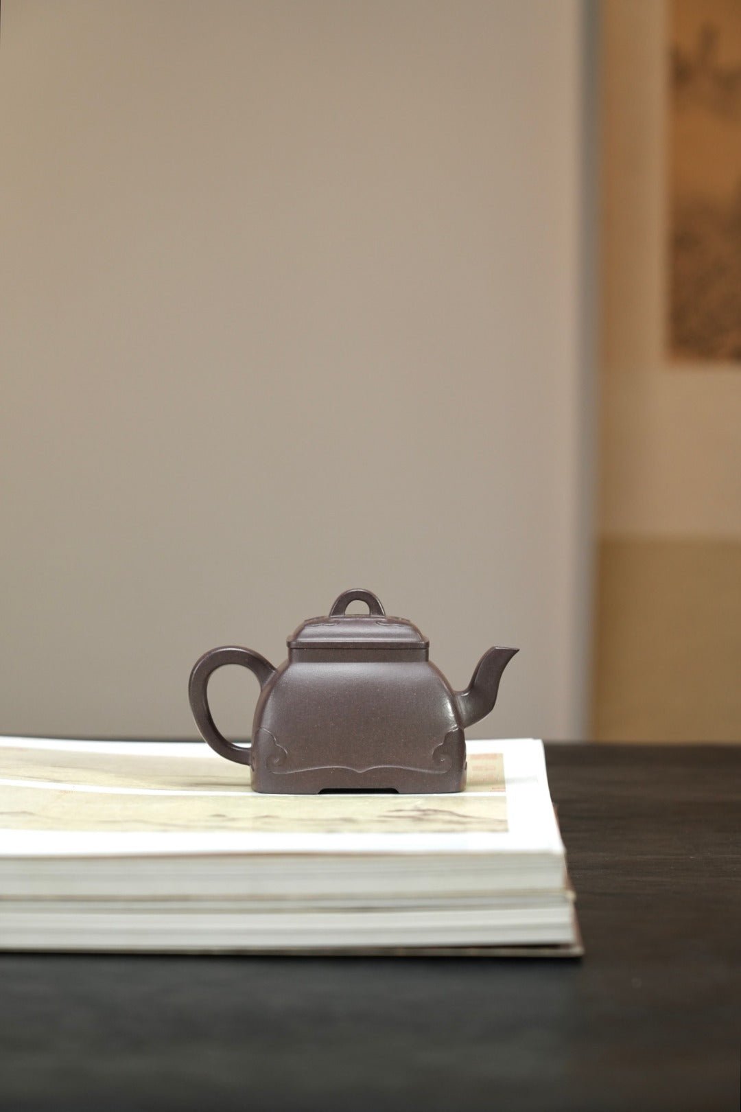 紫砂界80后方器标杆·耿浩潜力臻品《云纹四方壶》高工耿浩全手工亲制，甄选原矿优质青灰紫泥·200cc