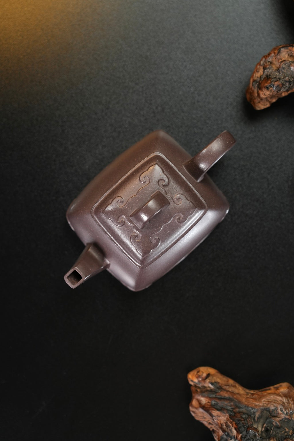 紫砂界80后方器标杆·耿浩潜力臻品《云纹四方壶》高工耿浩全手工亲制，甄选原矿优质青灰紫泥·200cc