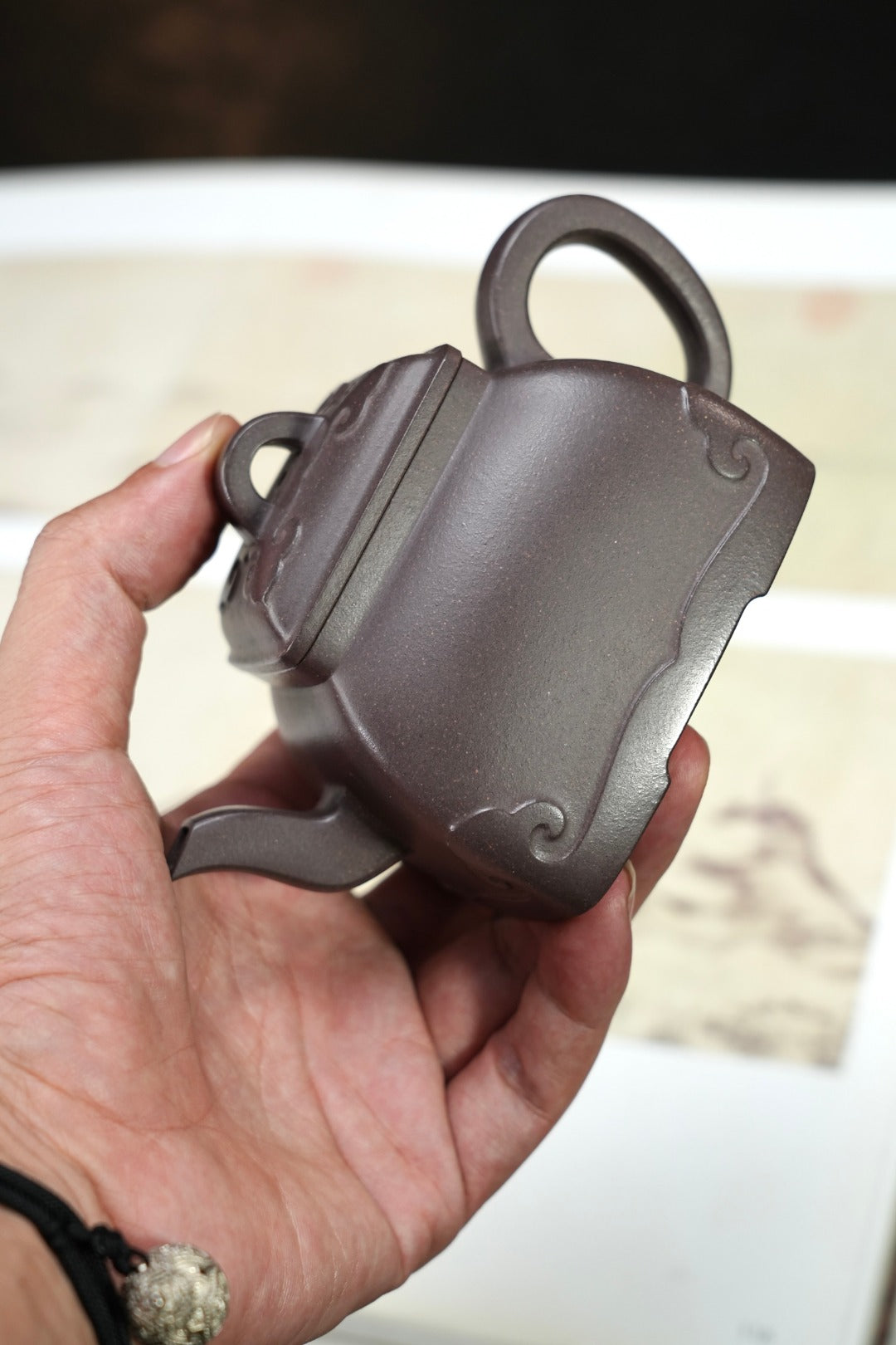 紫砂界80后方器标杆·耿浩潜力臻品《云纹四方壶》高工耿浩全手工亲制，甄选原矿优质青灰紫泥·200cc