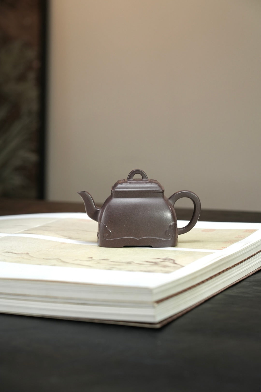 紫砂界80后方器标杆·耿浩潜力臻品《云纹四方壶》高工耿浩全手工亲制，甄选原矿优质青灰紫泥·200cc